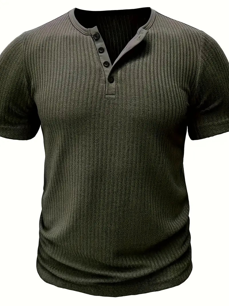 Radłowski™ | Koszulka Henley z organicznej bawełny z krótkim rękawem
