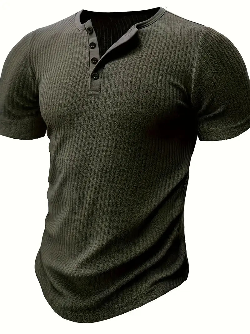 Radłowski™ | Koszulka Henley z organicznej bawełny z krótkim rękawem