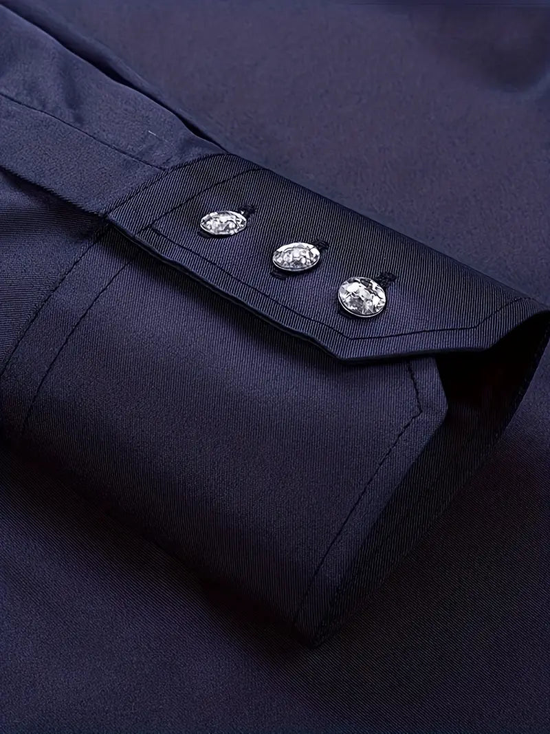 Jaskolski™ | Elegancka koszula męska z podwójnym kołnierzykiem i ozdobnym zapięciem