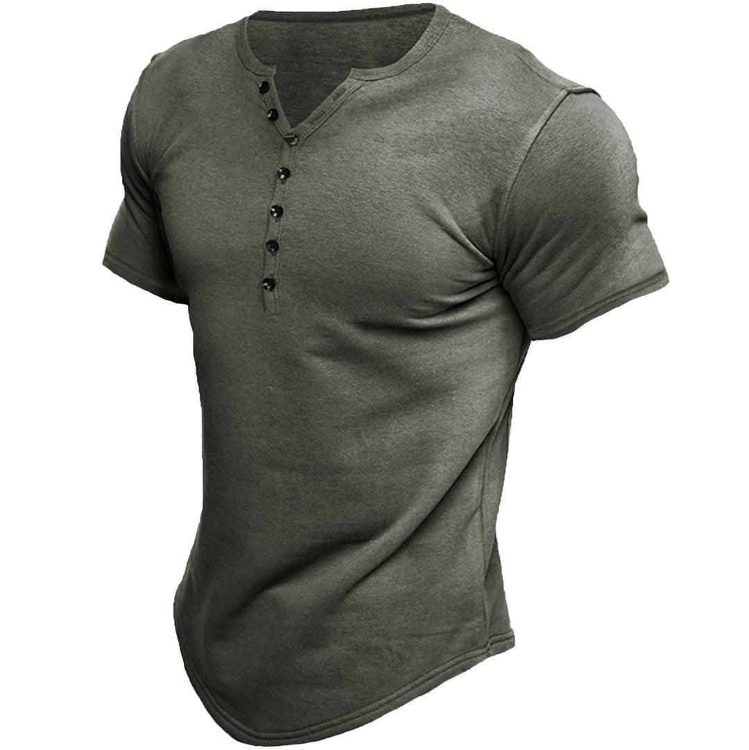 Jaskółka™ | Męska koszulka Henley z krótkim rękawem